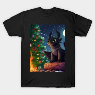 Christmas Dragon Wonderland: Festive Art Prints Featuring Whimsical Dragon Designs for a Joyful Holiday Celebration! T-Shirt